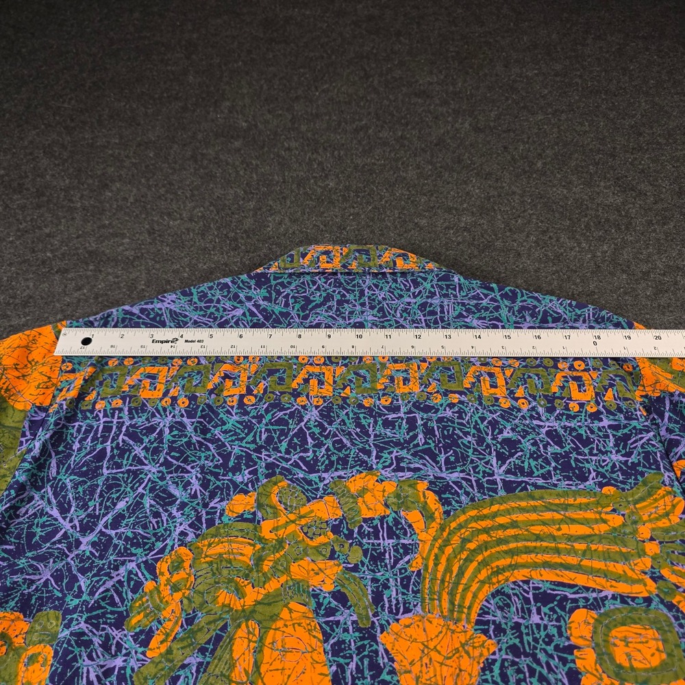 Vtg Button Down Camp Shirt Mexico Aztec Mayan Batik Graphic Print Men's XL - Picture 7 of 10